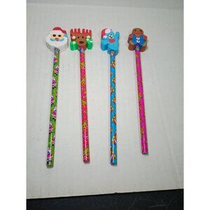 Vintage Lisa Frank Christmas Pencils with Erasers Lot of 16 Unused